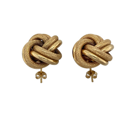 9ct Gold Large Patterned 17mm Knot Stud Earrings