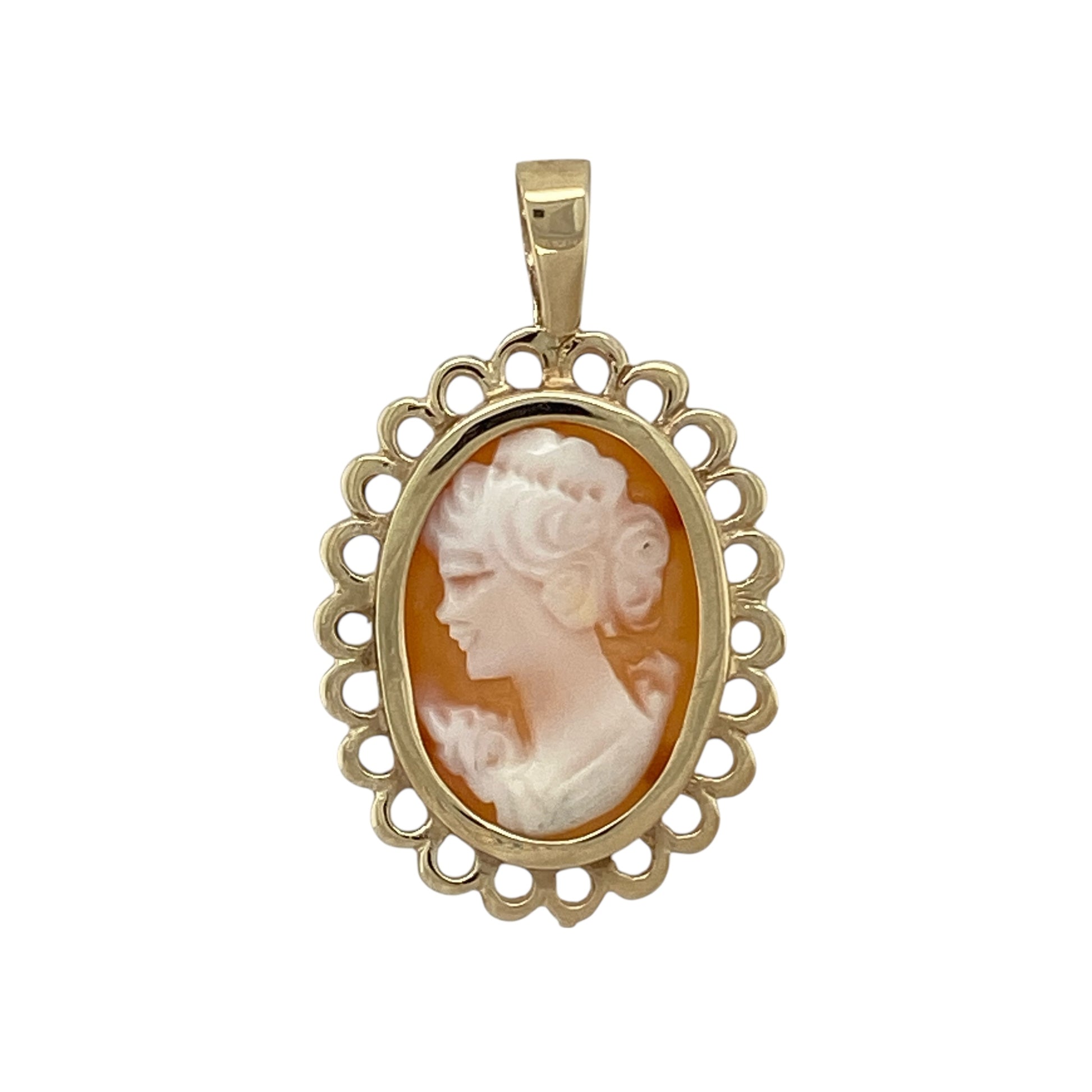 9ct Gold & Cameo Set Oval Pendant
