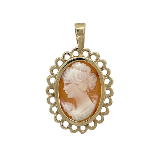 9ct Gold & Cameo Set Oval Pendant