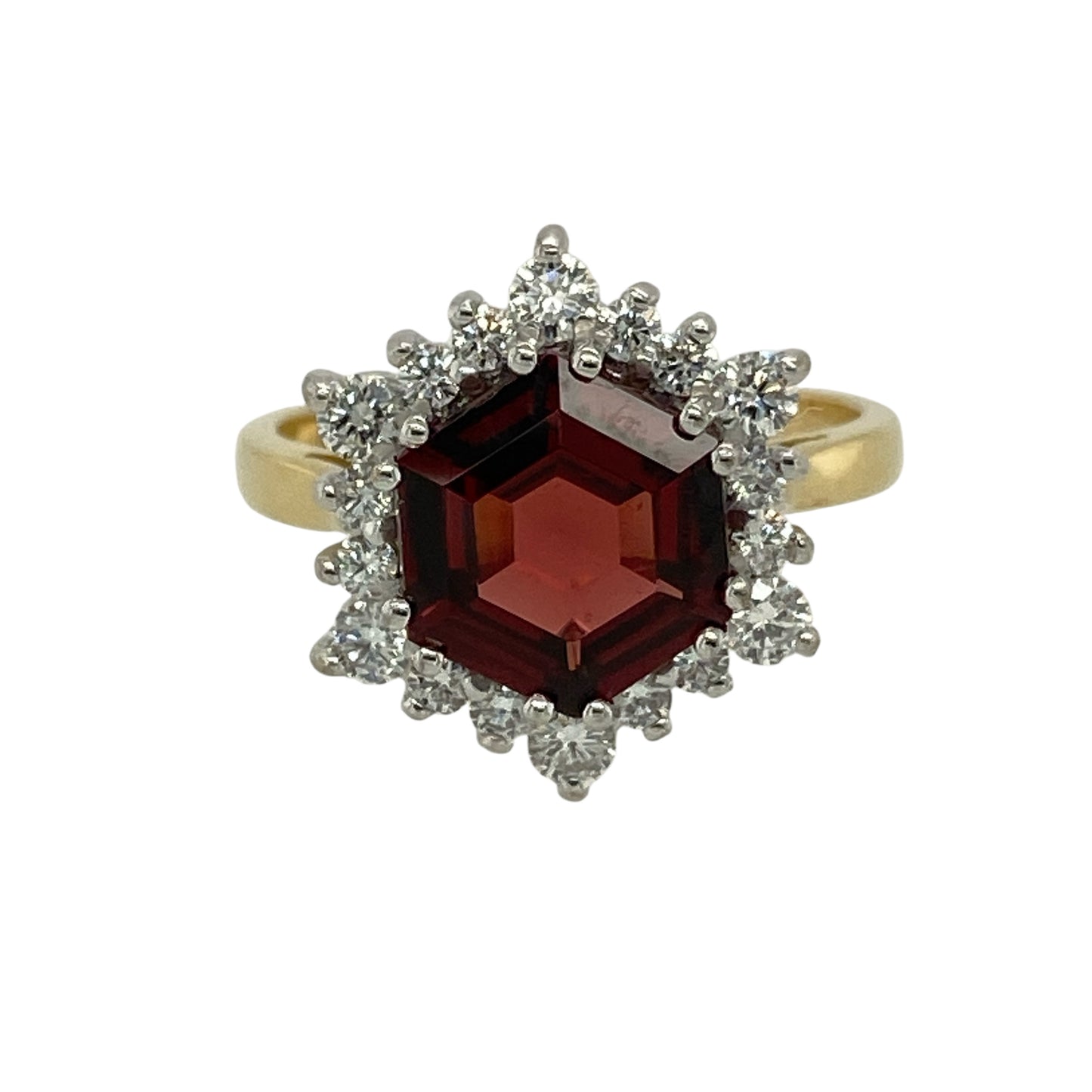 18ct Gold Diamond & Garnet Set Cluster Ring