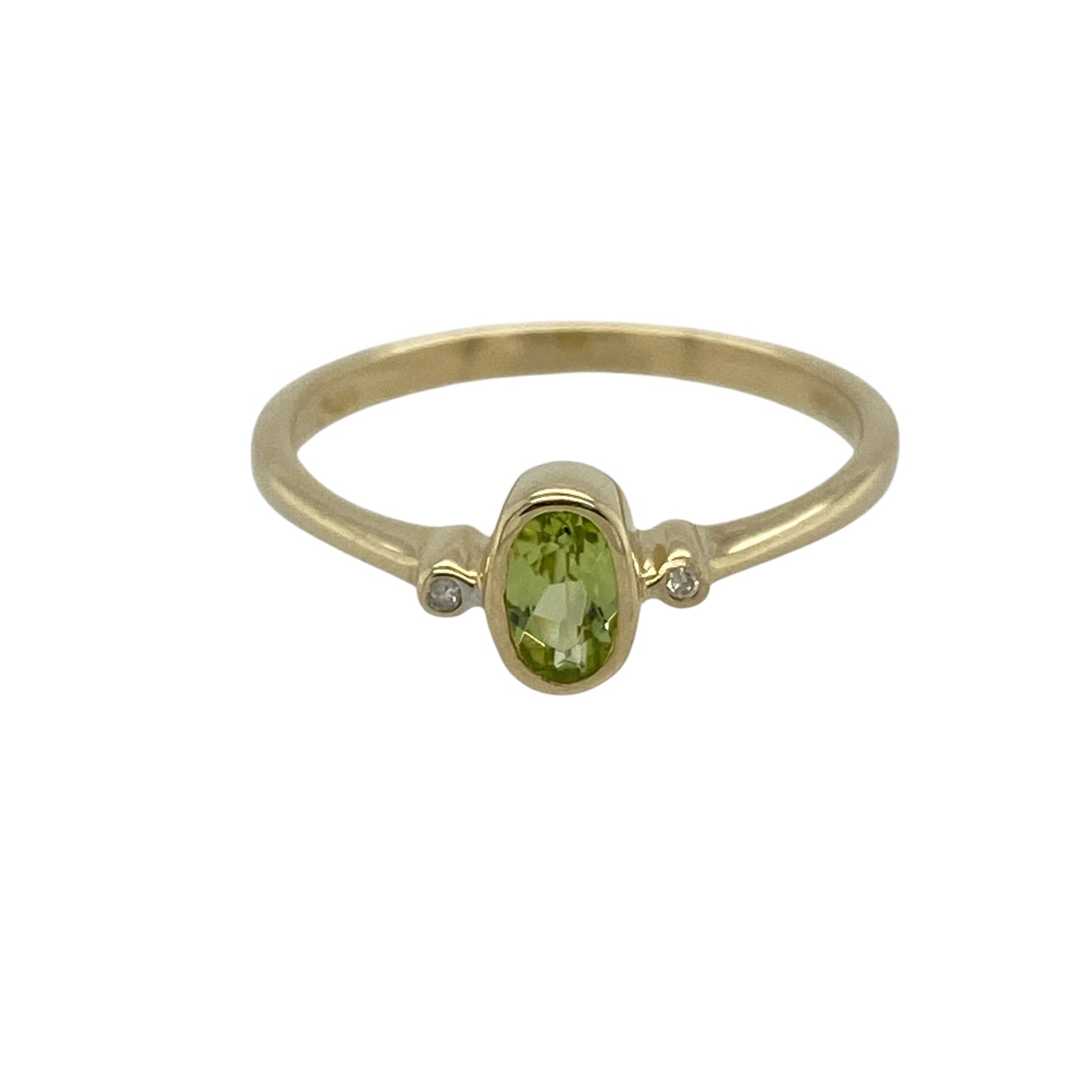 9ct Gold Diamond & Peridot Set Ring