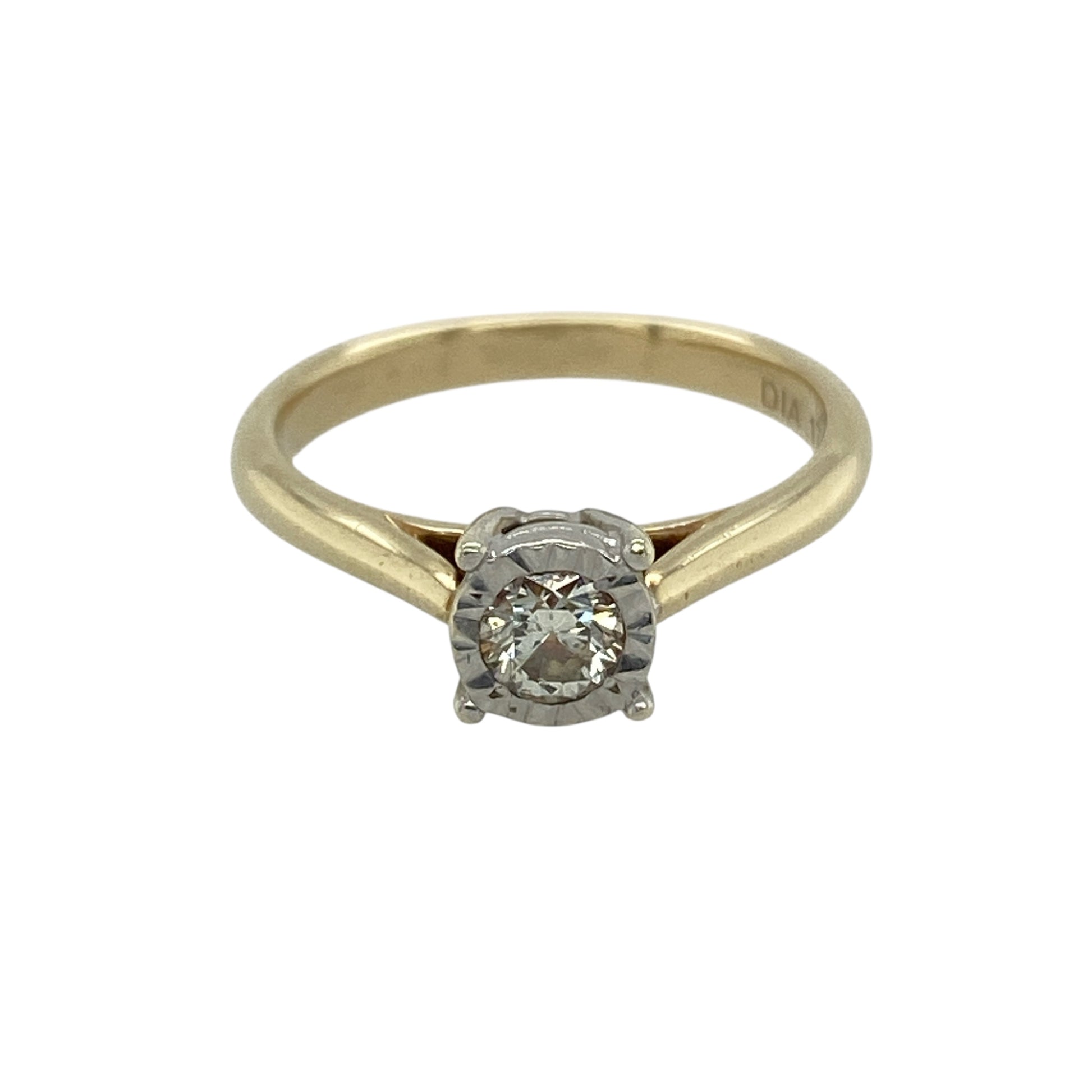 9ct Gold & Diamond Illusion Set Solitaire Ring