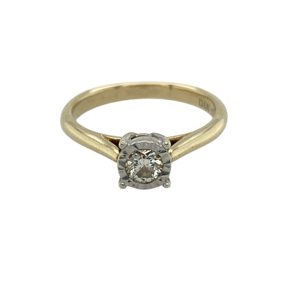 9ct Gold & Diamond Illusion Set Solitaire Ring