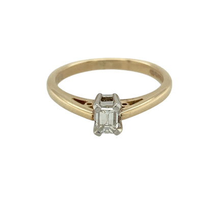 9ct Gold & Diamond Baguette Cut Solitaire Ring