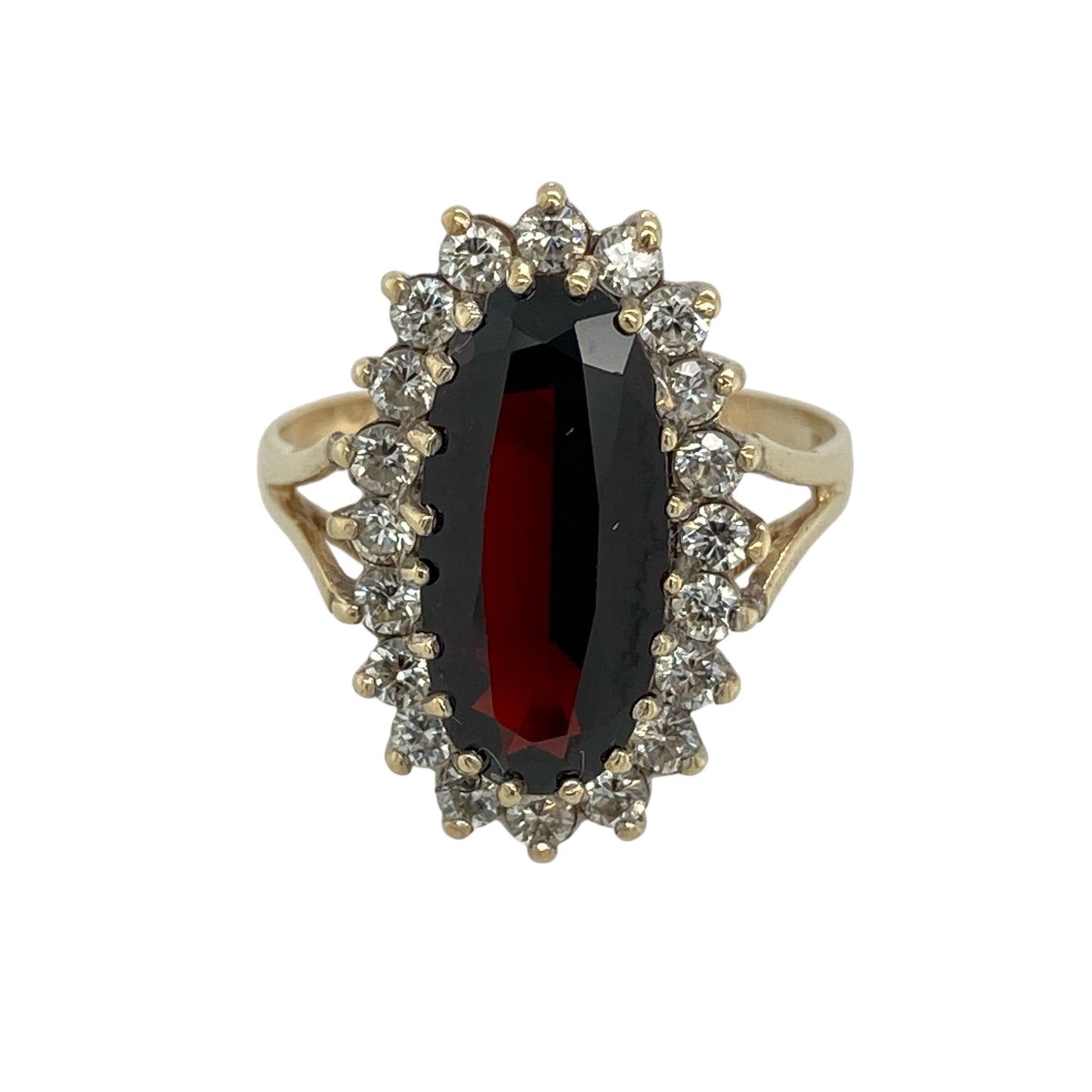 9ct Gold Garnet & Cubic Zirconia Set Cluster Ring