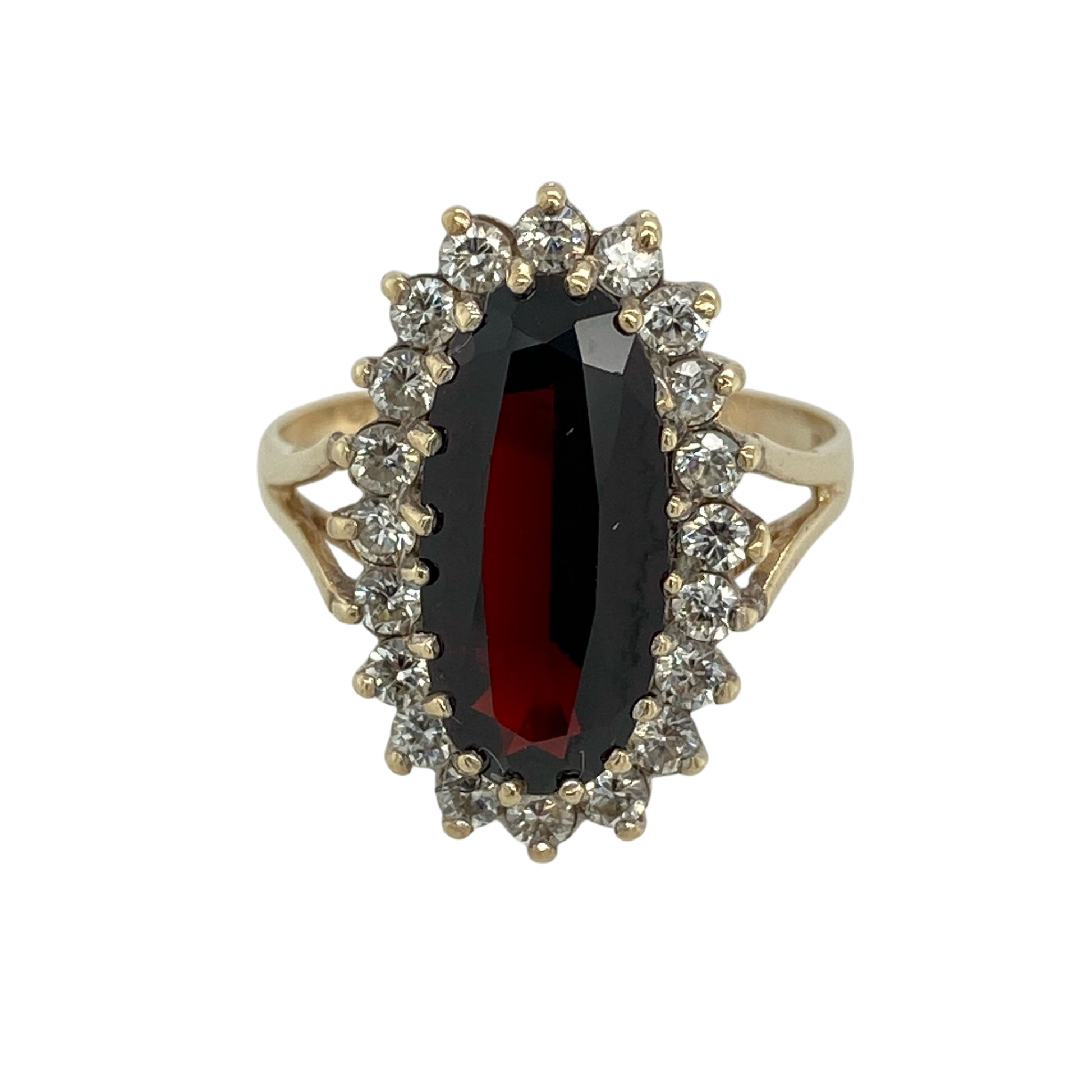 9ct Gold Garnet & Cubic Zirconia Set Cluster Ring