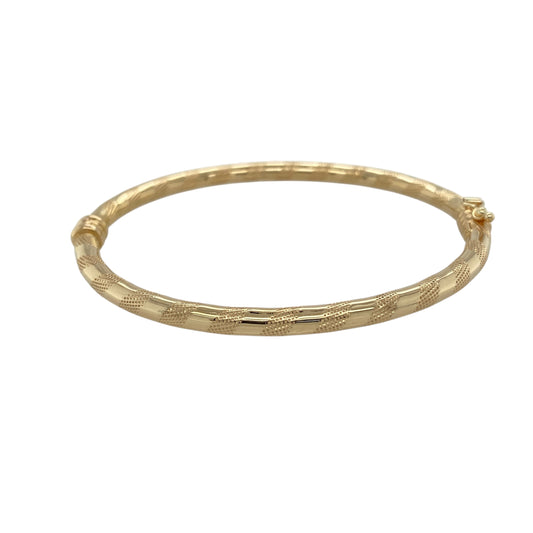 9ct Gold Striped Hinged Bangle