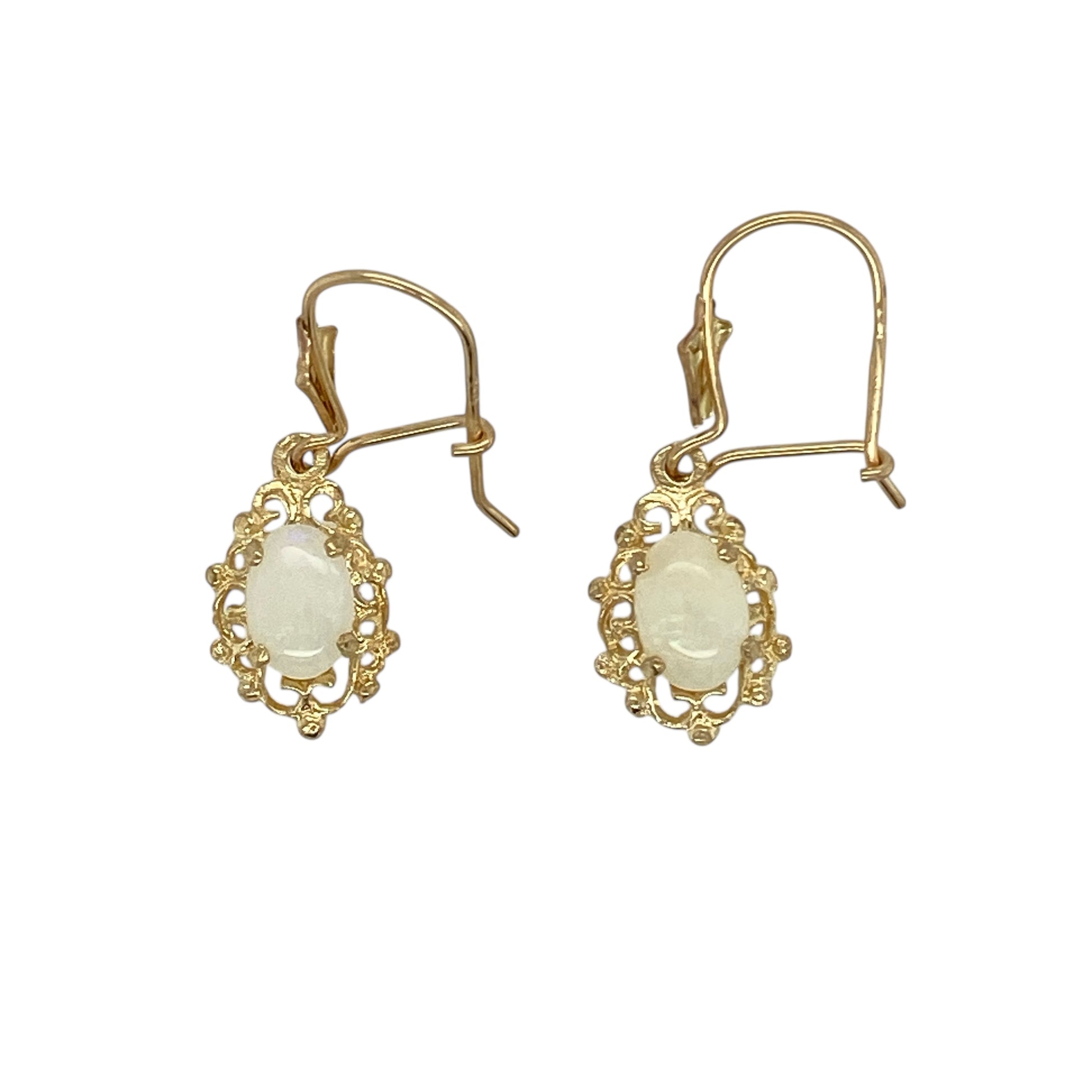 9ct Gold & Opalique Set Drop Earrings