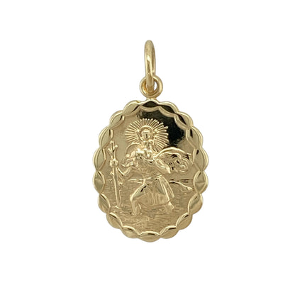 9ct Gold Double Sided Oval St Christopher Pendant
