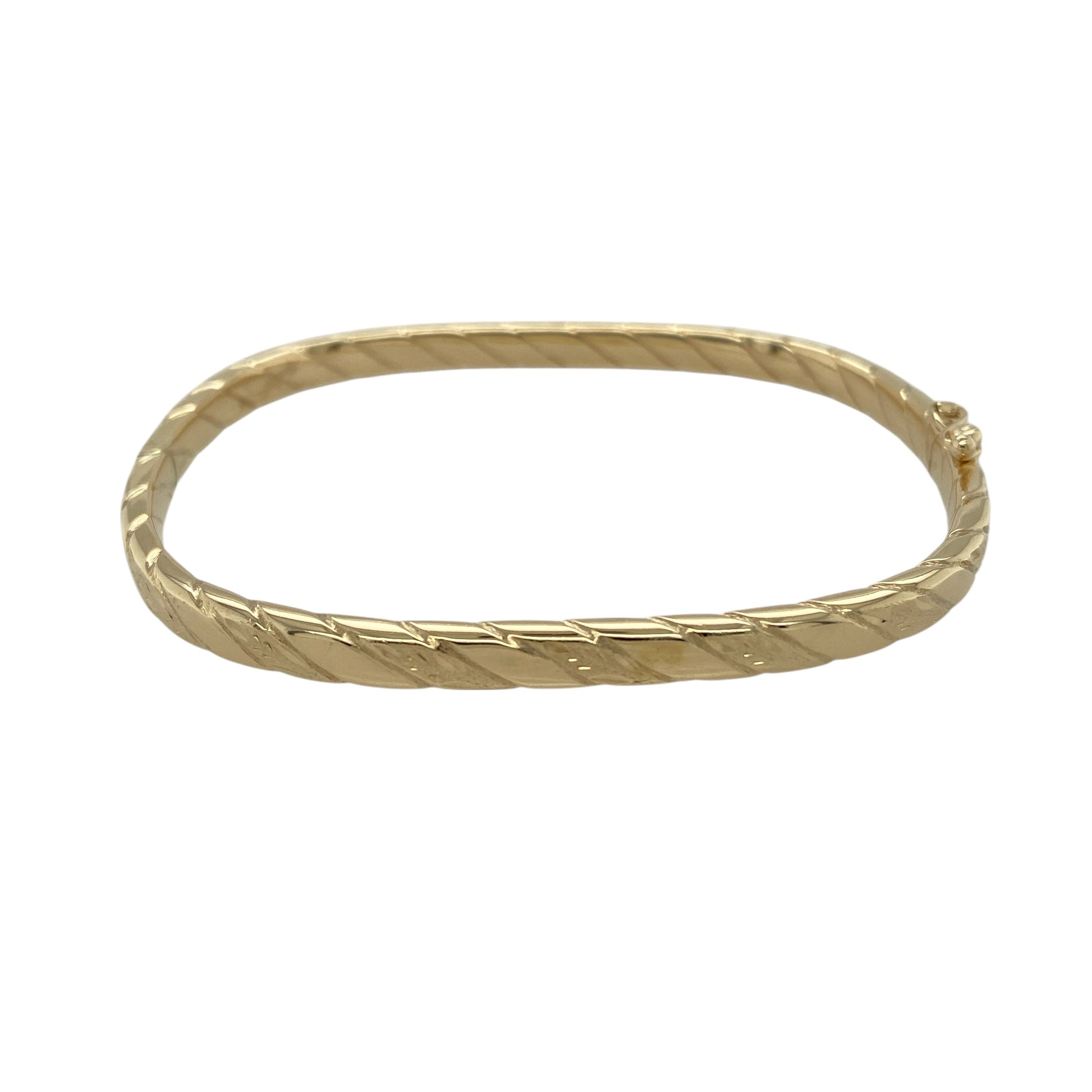 9ct Gold Twisted Squared Hinged Bangle