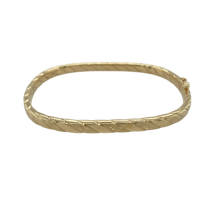 9ct Gold Twisted Squared Hinged Bangle