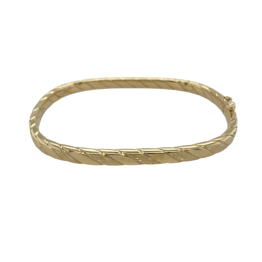9ct Gold Twisted Squared Hinged Bangle