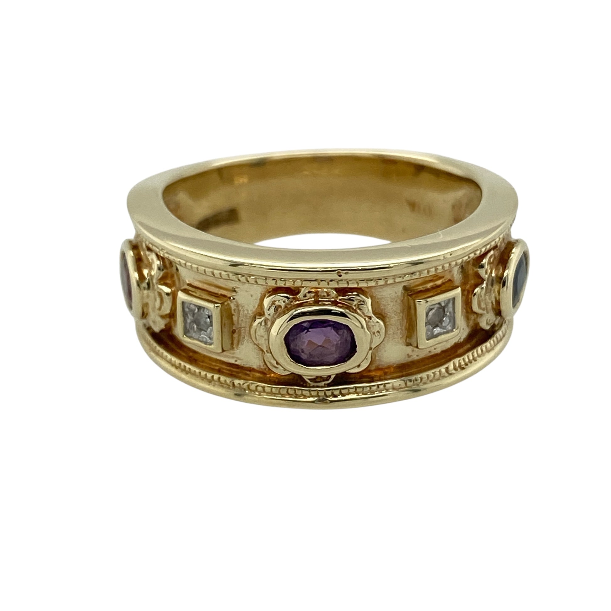 9ct Gold Diamond & Gemstone Band Ring