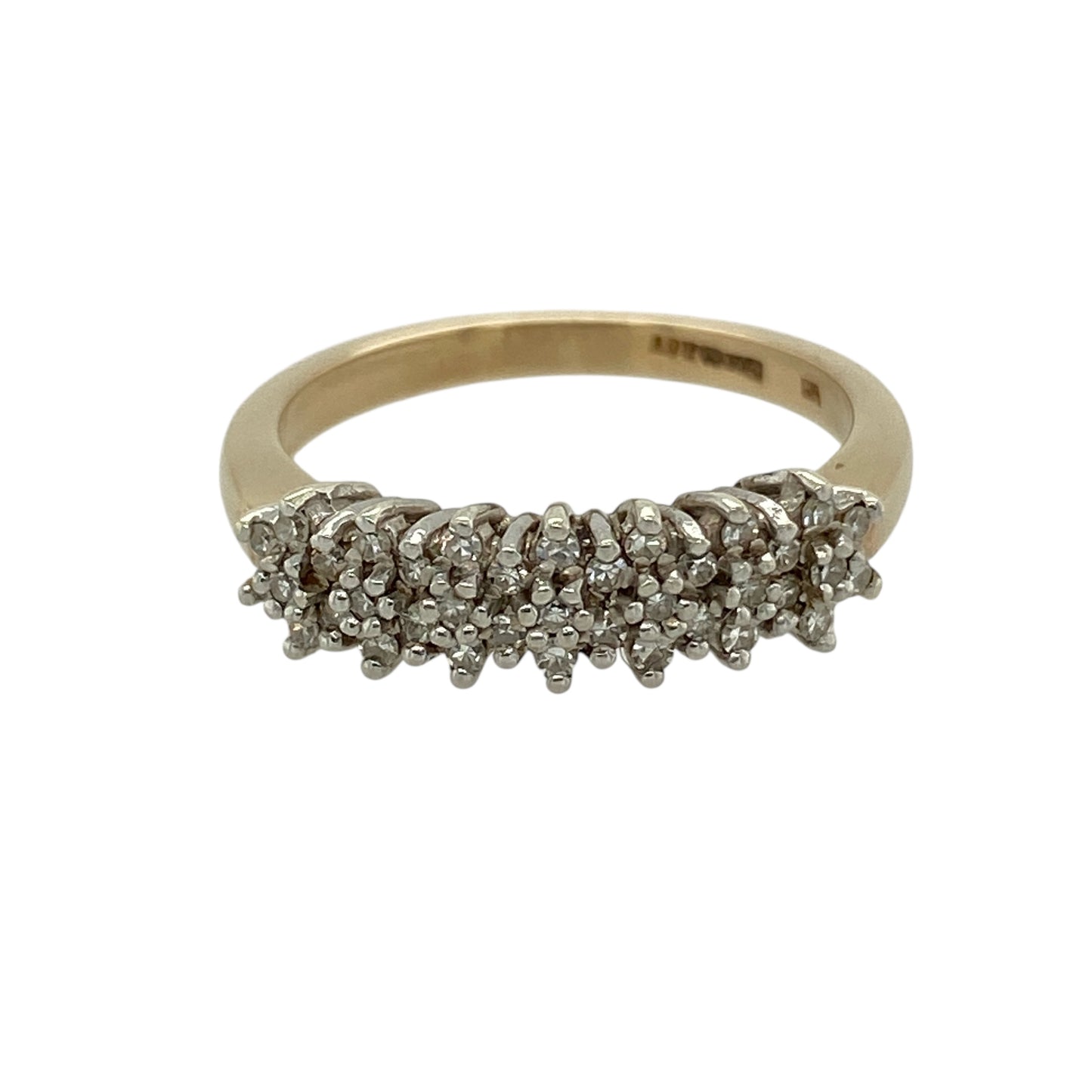 9ct Gold & Diamond Set Cluster Band Ring