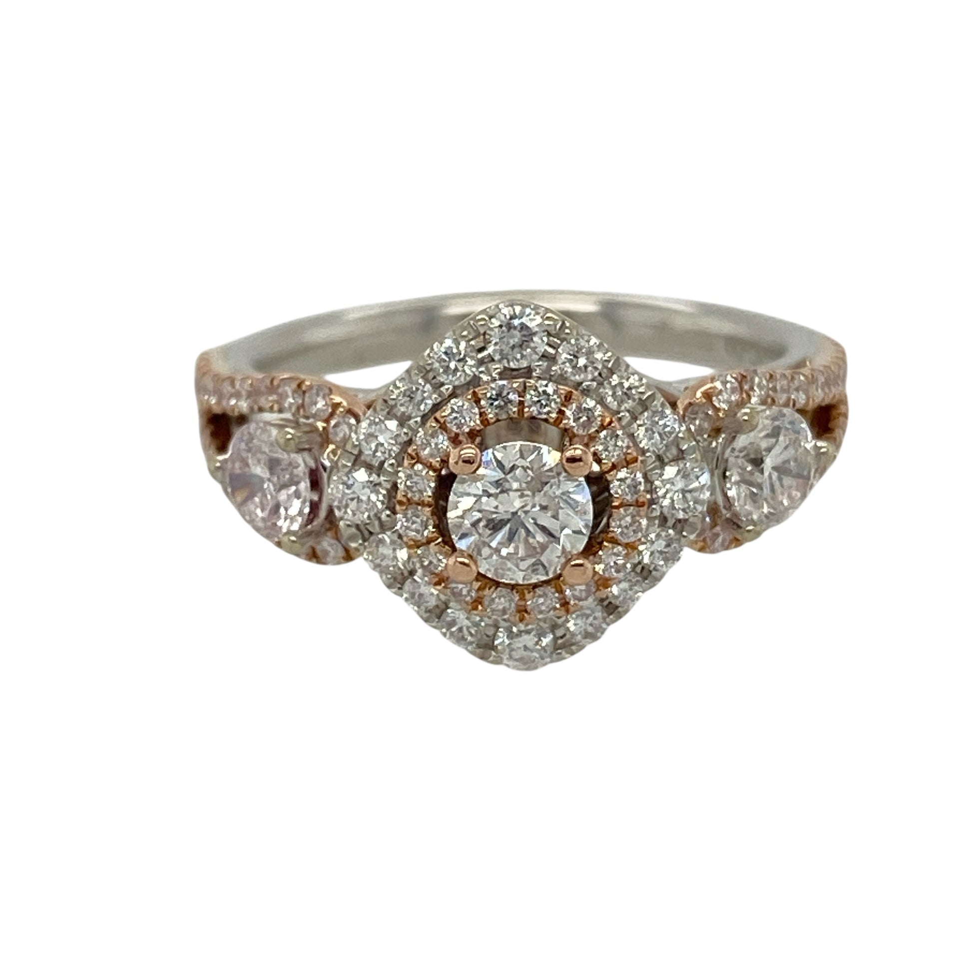 14ct White Gold & Diamond Set Double Halo Ring