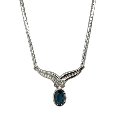 9ct White Gold Diamond & Sapphire Set 16" Necklace