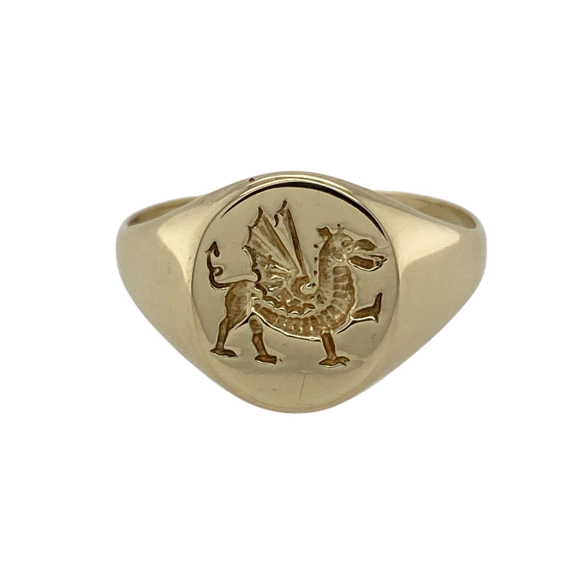 9ct Gold Welsh Dragon Oval Signet Ring