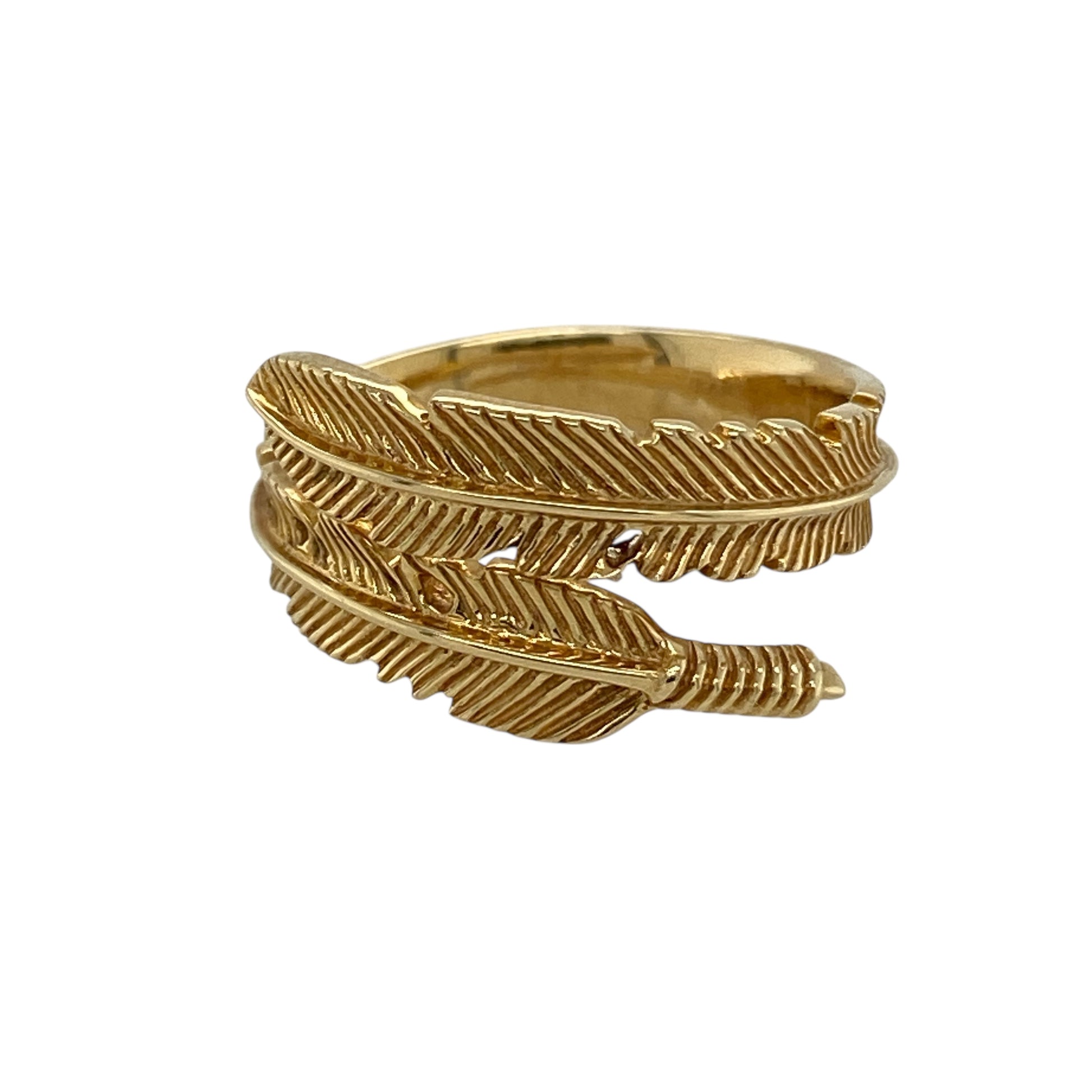 18ct Gold Feather Wrap Around Ring