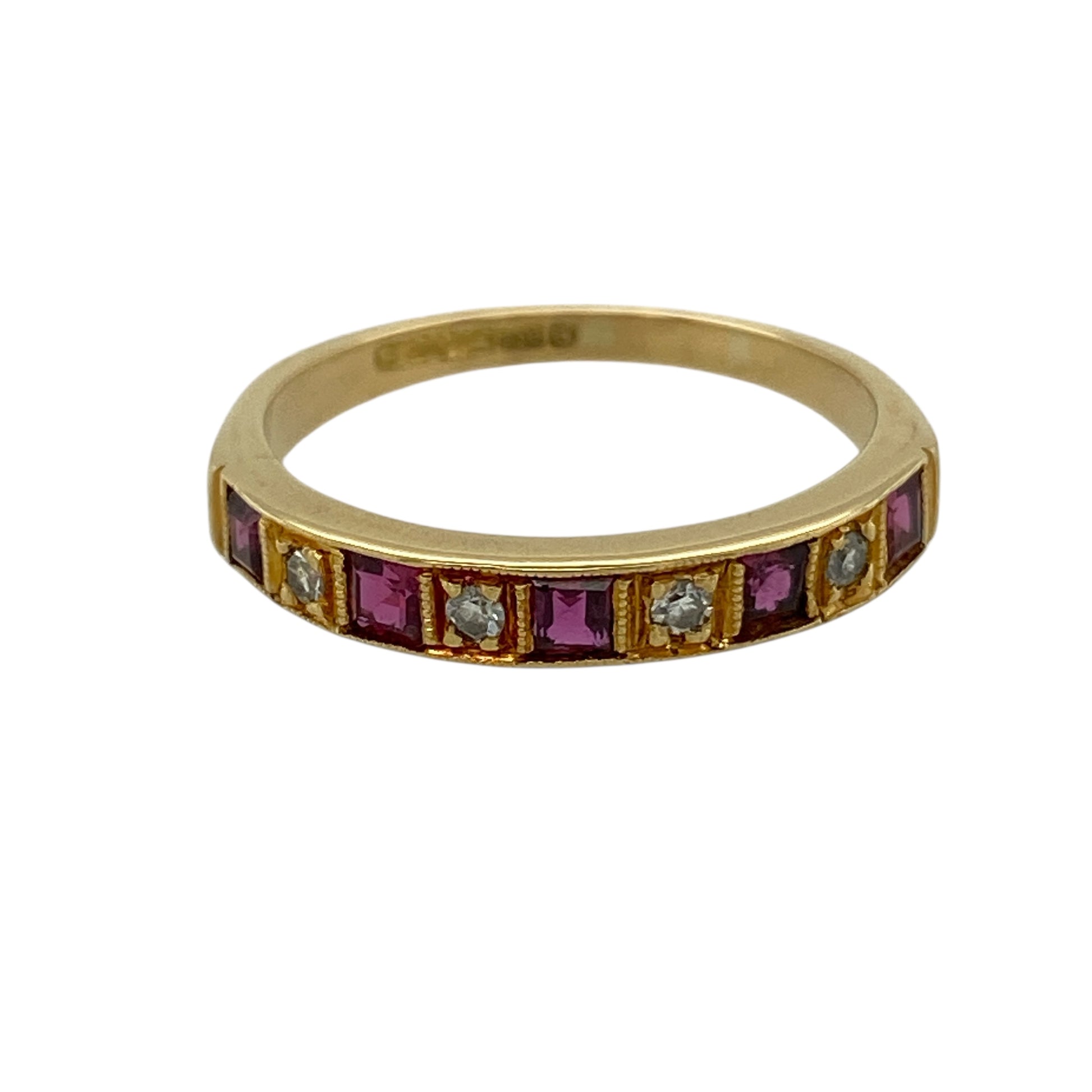 18ct Gold Diamond & Ruby Set Band Ring