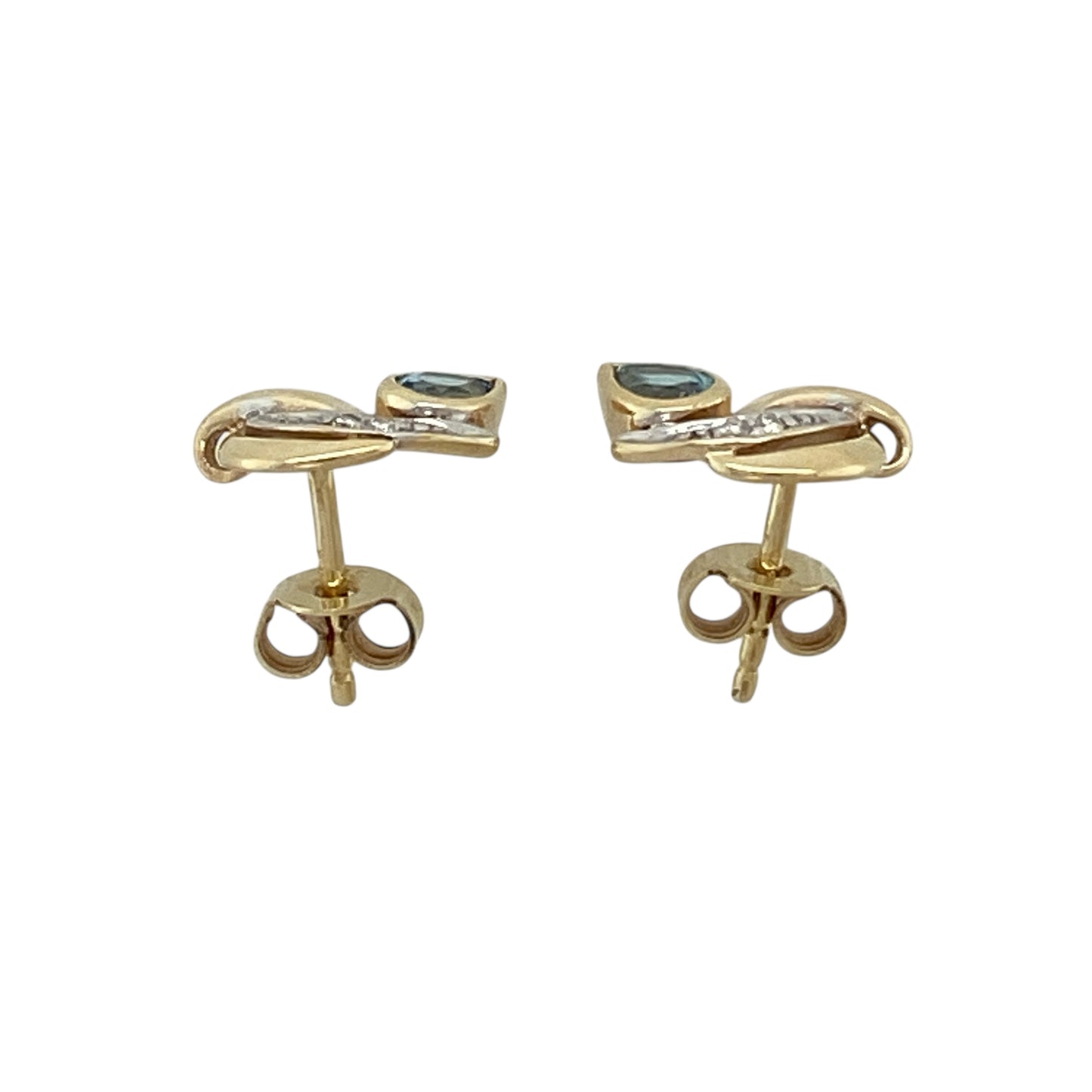 9ct Gold Diamond & Blue Topaz Set Stud Earrings