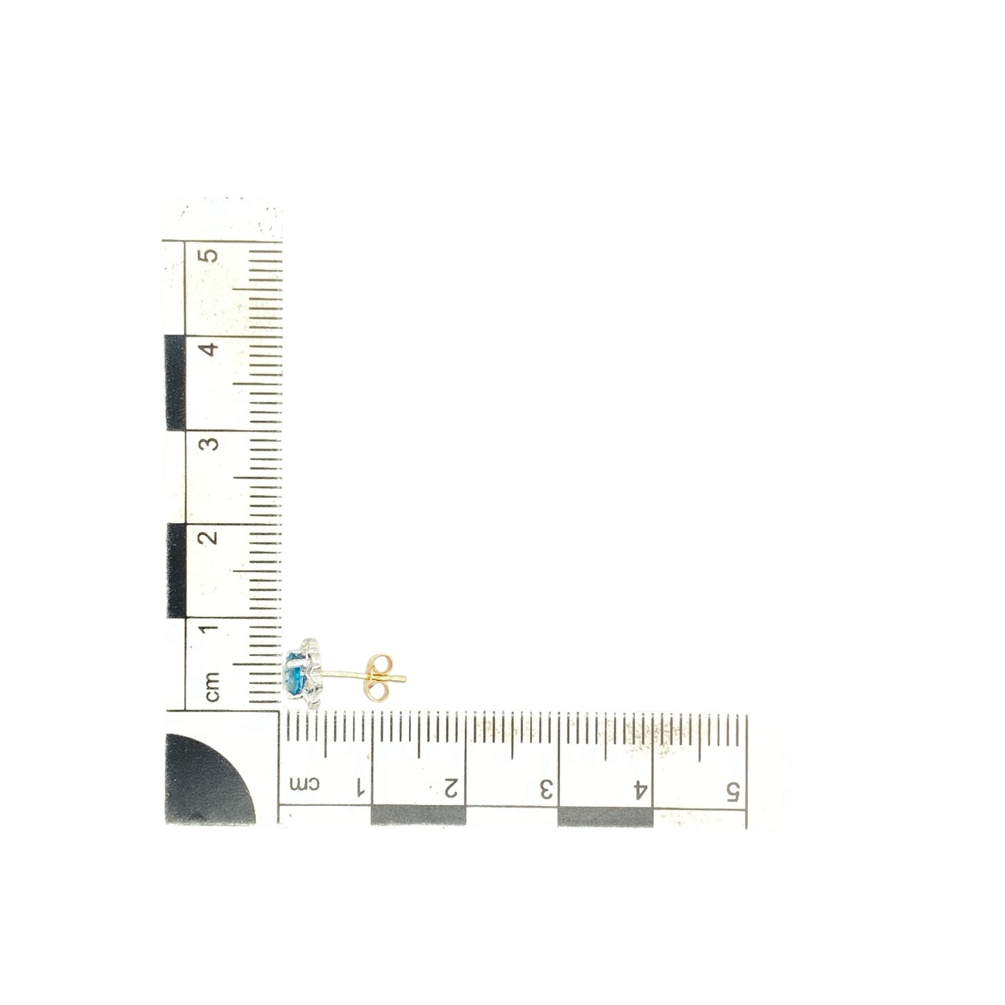 9ct Gold Diamond & Blue Topaz Set Flower Stud Earrings