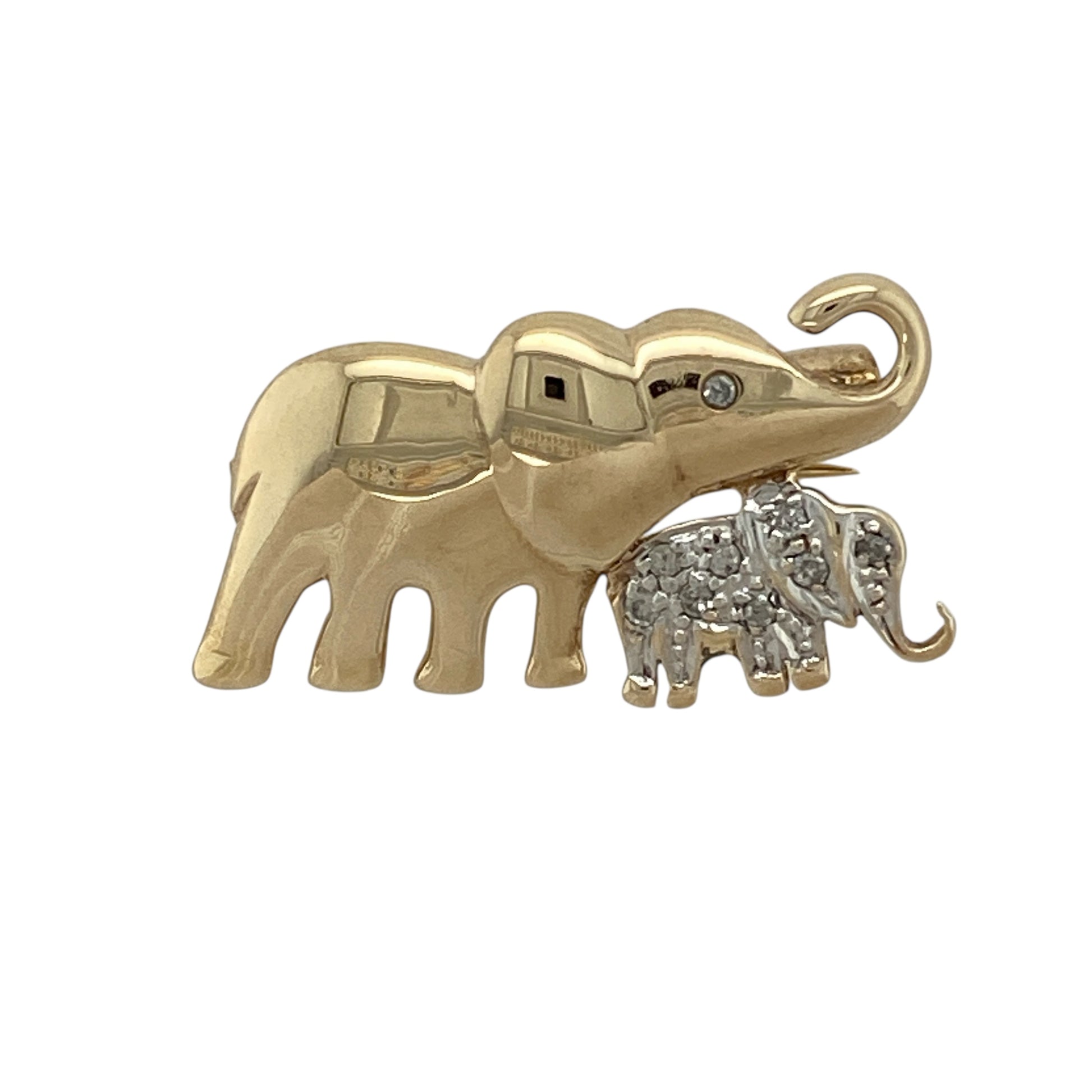 9ct Gold & Diamond Set Elephant Brooch