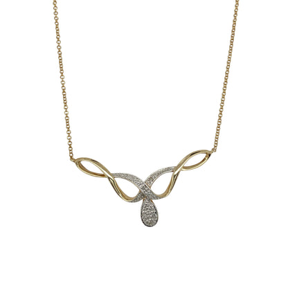 9ct Gold & Diamond Set Swirl 16" Necklace