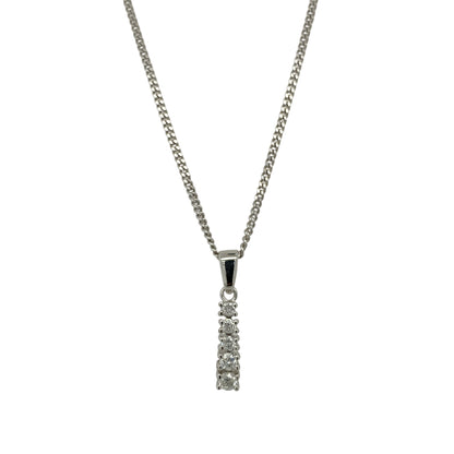 9ct White Gold & Diamond Set Bar 16" Necklace