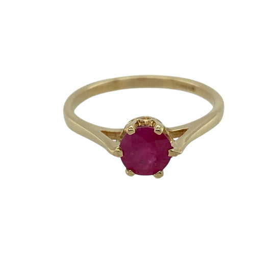 9ct Gold & Ruby Set Solitaire Ring