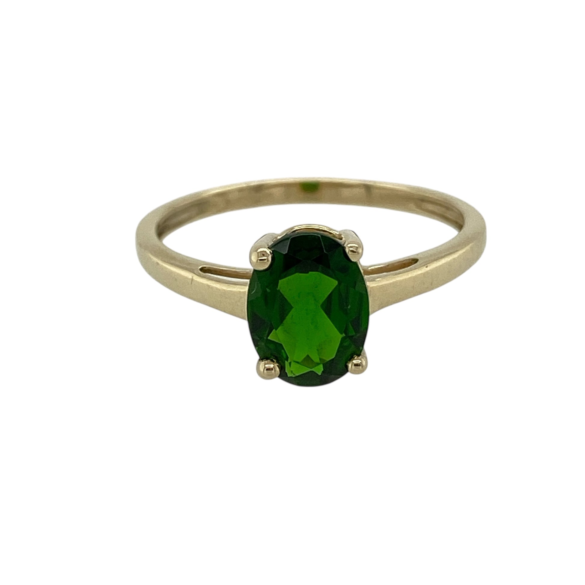 9ct Gold & Chrome Diopside Set Solitaire Ring