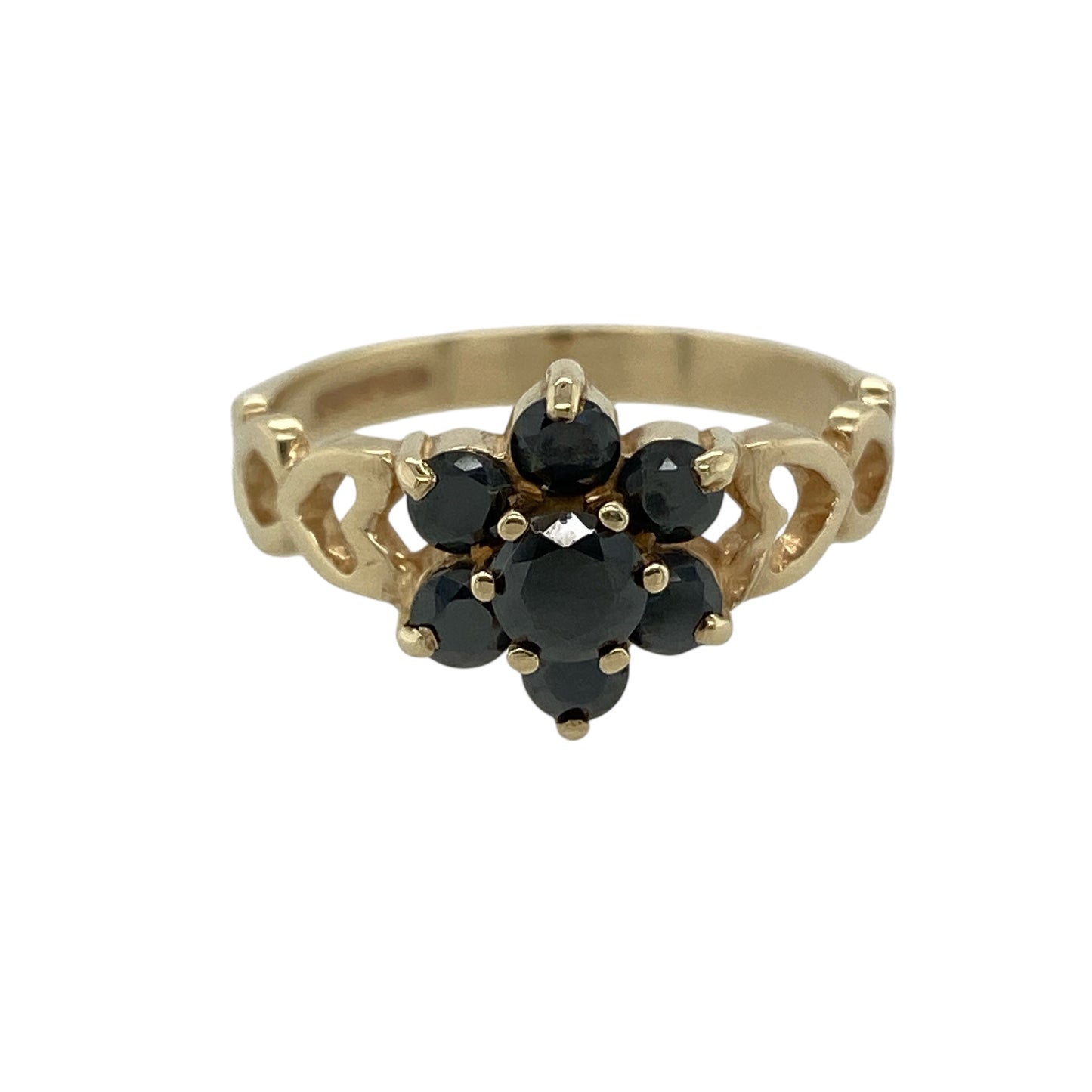 9ct Gold & Sapphire Set Flower Cluster Ring
