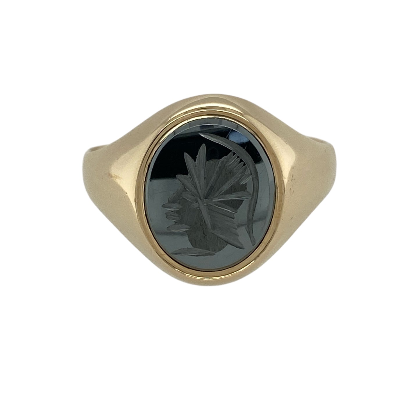 9ct Gold & Hematite Centurion Set Oval Signet Ring