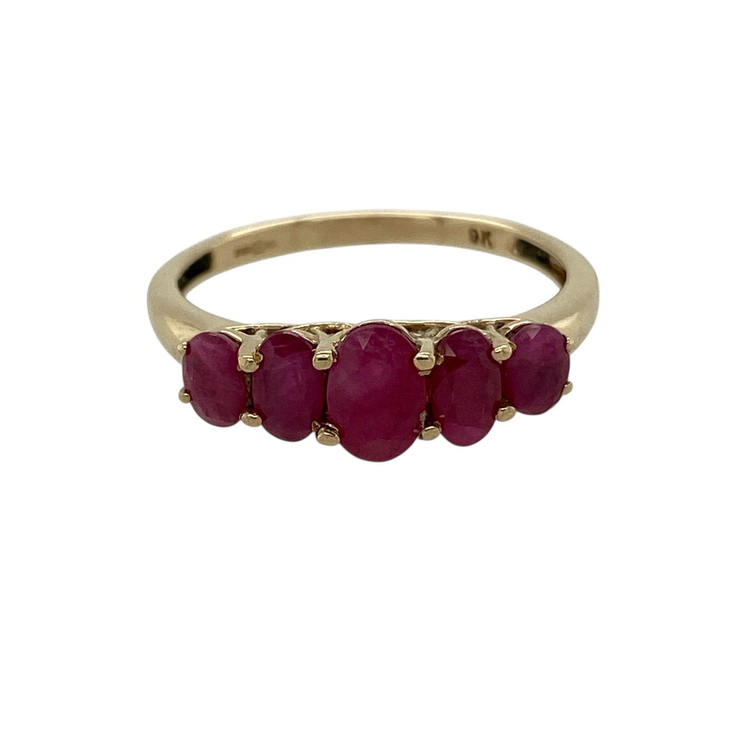 9ct Gold & Ruby Set Five Stone Band Ring
