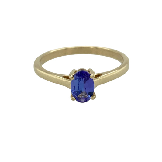 9ct Gold & Tanzanite Set Solitaire Ring