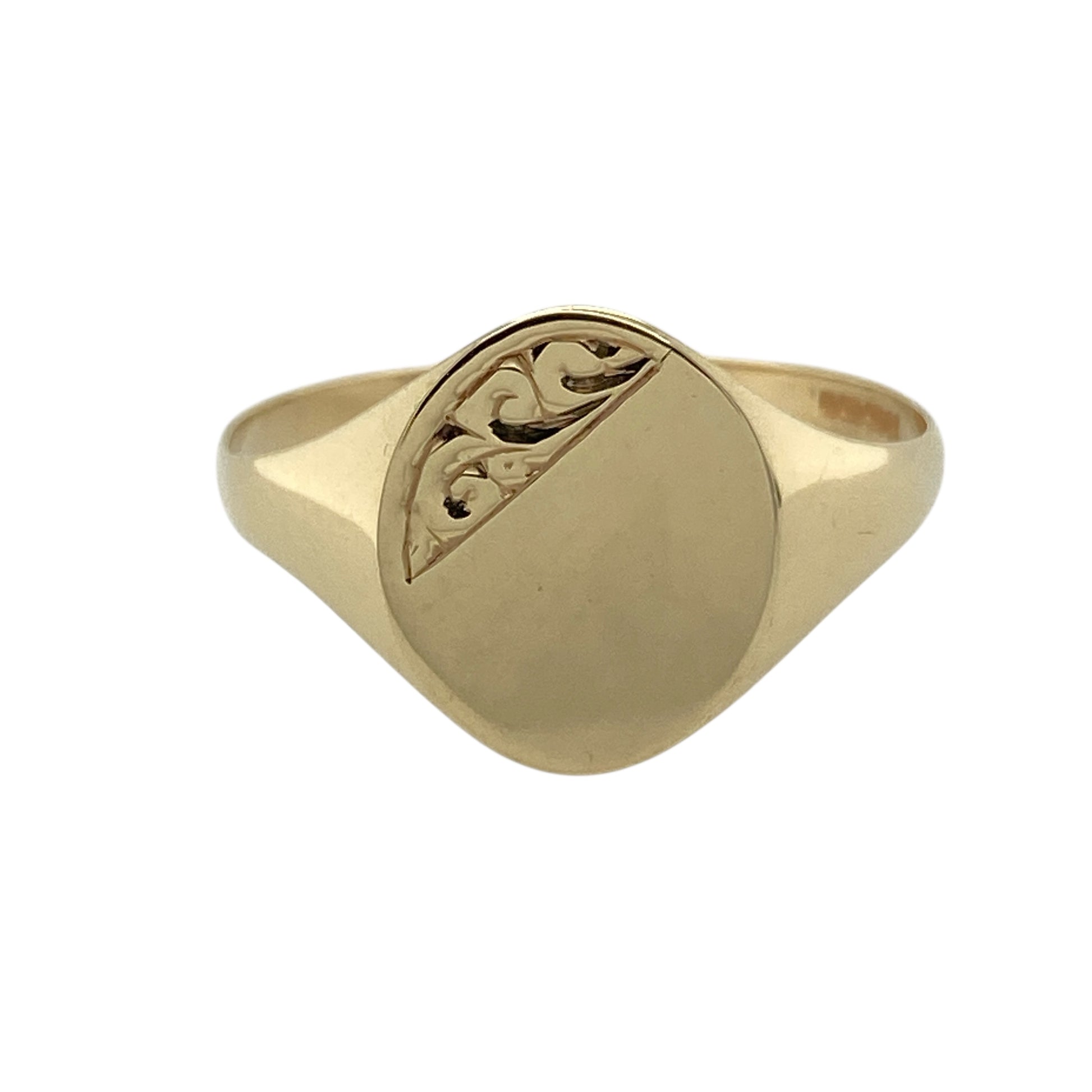 9ct Gold Patterned Oval Signet Ring