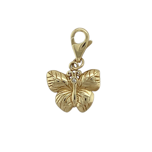 9ct Gold & Cubic Zirconia Set Butterfly Charm