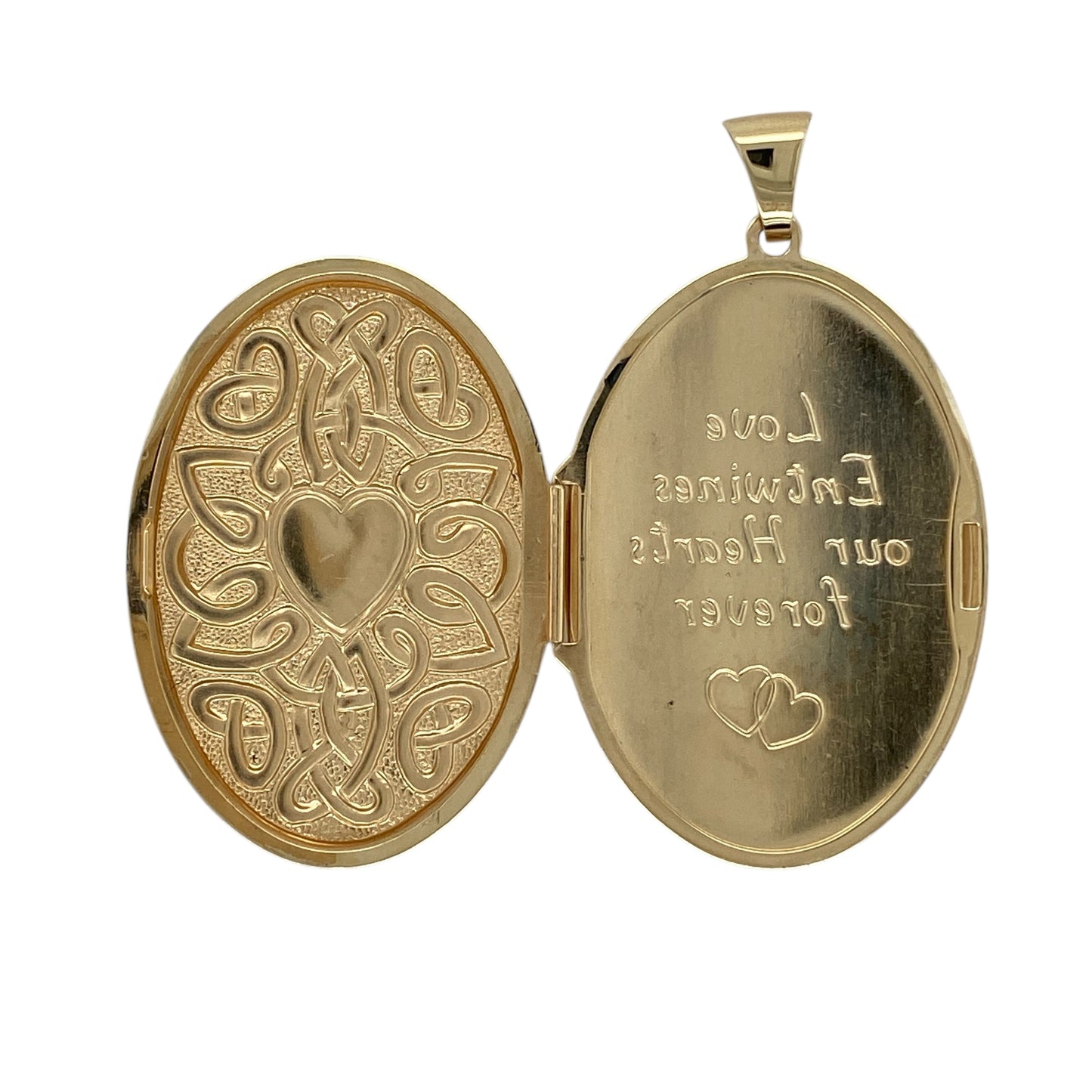 9ct Gold Celtic Knot Heart Oval Locket