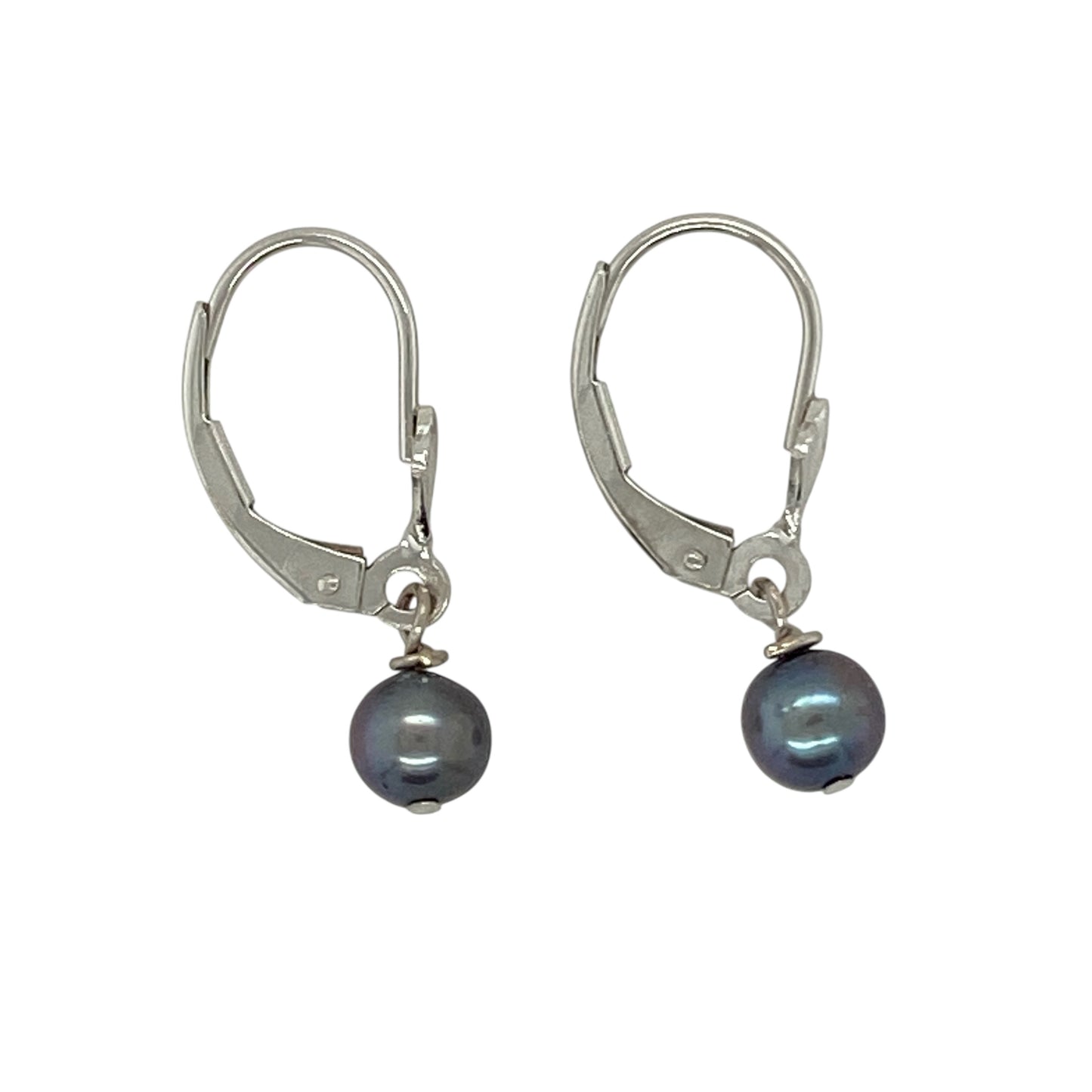 14ct White Gold & Grey Pearl Set Drop Earrings