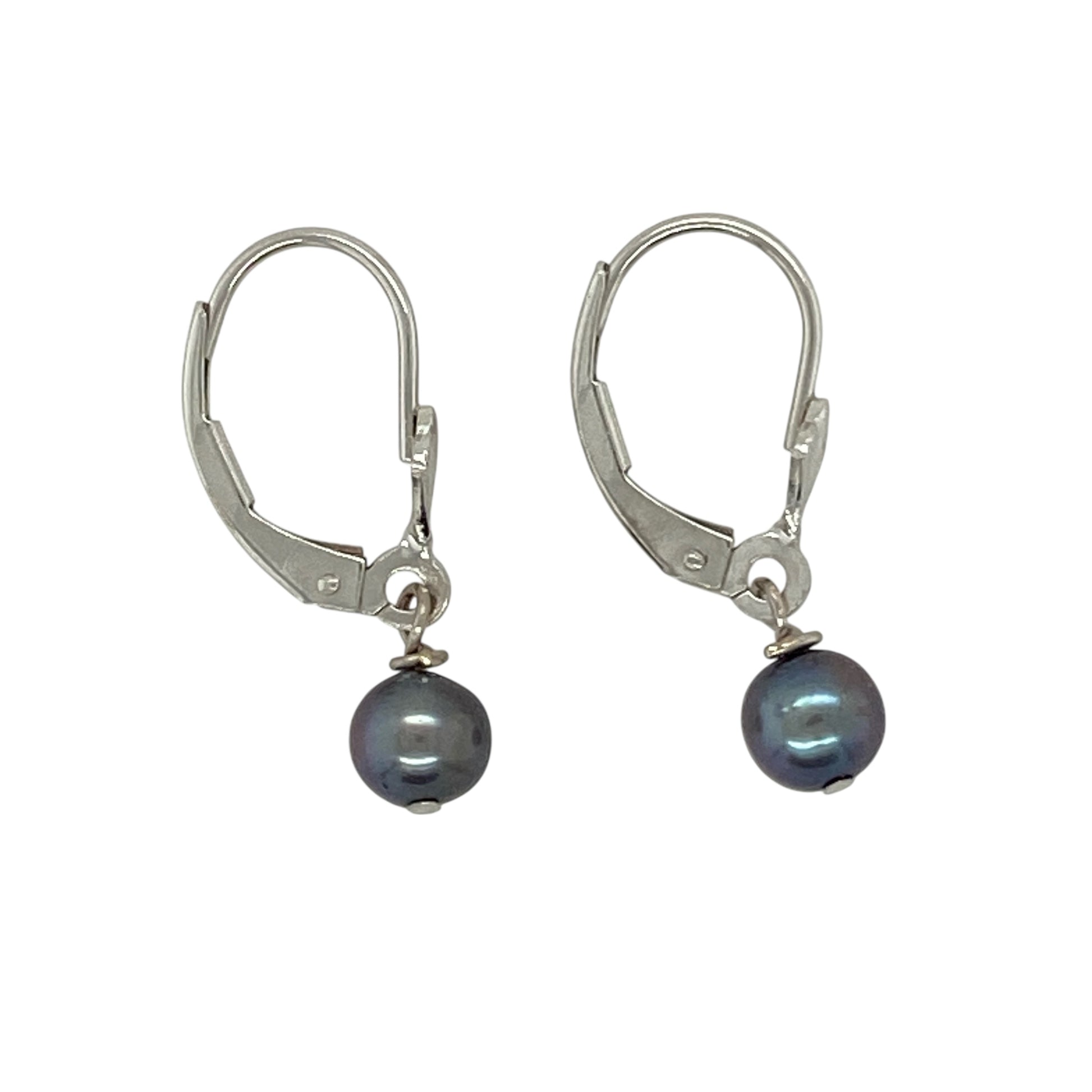 14ct White Gold & Grey Pearl Set Drop Earrings