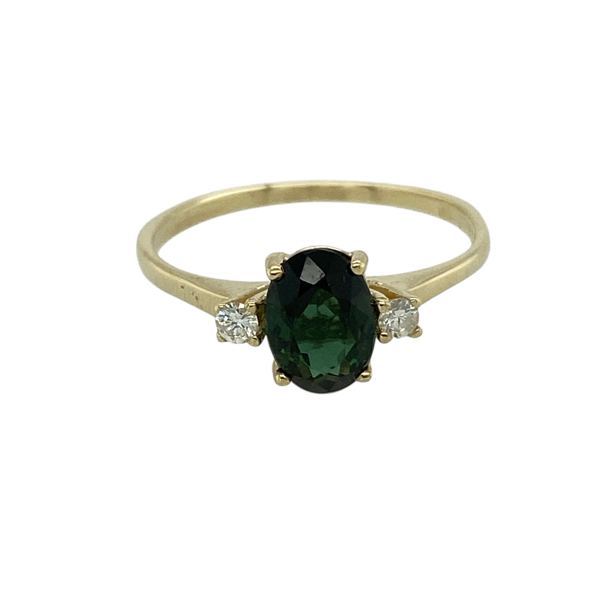 9ct Gold Diamond & Chrome Diopside Set Ring