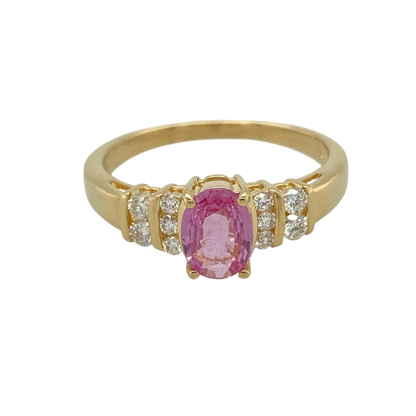 18ct Gold Diamond & Pink Sapphire Set Ring