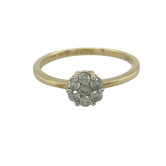 9ct Gold & Diamond Set Flower Cluster Ring