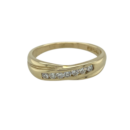 9ct Gold & Diamond Set Crossover Band Ring