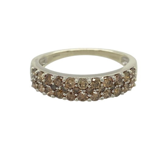 9ct White Gold & Chocolate Diamond Set Band Ring