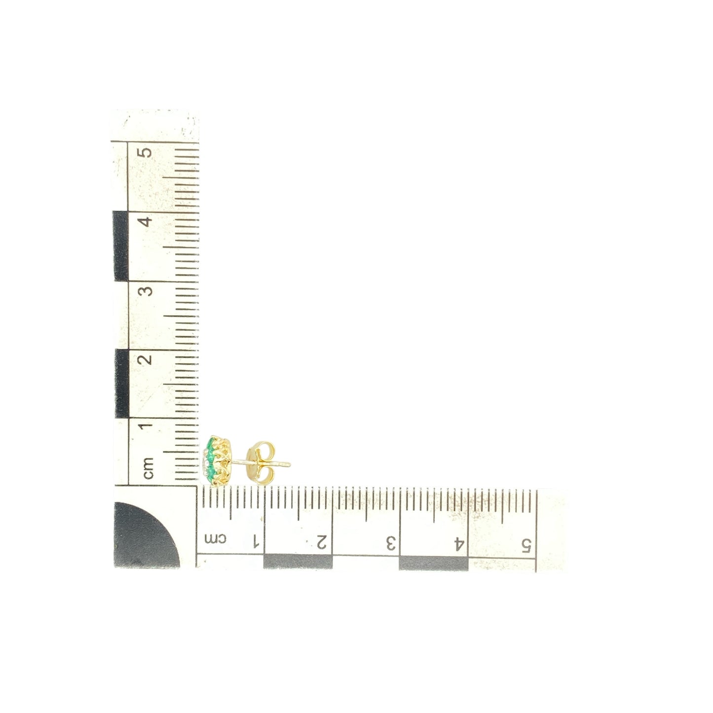 9ct Gold Diamond & Emerald Set Cluster Stud Earrings