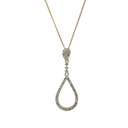 18ct Gold & Diamond Set Teardrop 16" Necklace