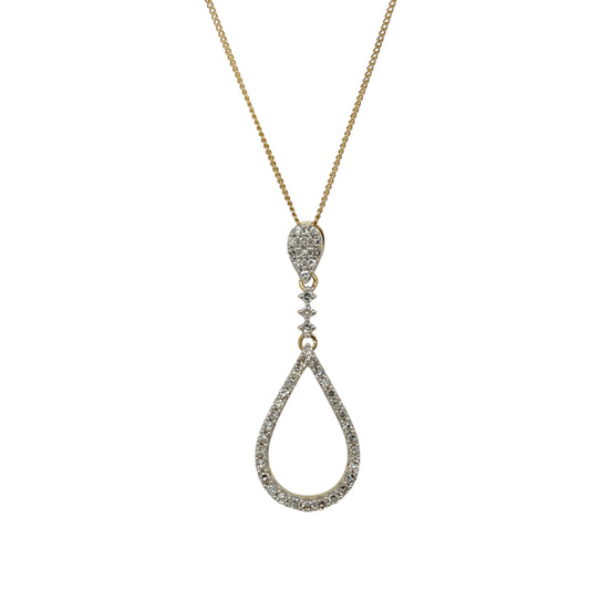 18ct Gold & Diamond Set Teardrop 16" Necklace