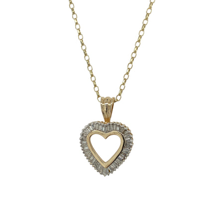 9ct Gold & Diamond Set Open Heart 18" Necklace