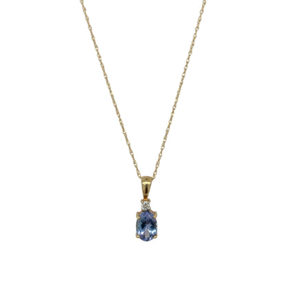 9ct Gold Diamond & Blue Stone Set 18" Necklace