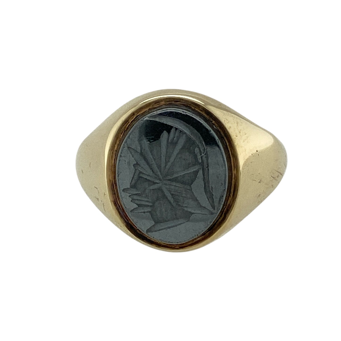 9ct Gold & Hematite Centurion Set Oval Signet Ring
